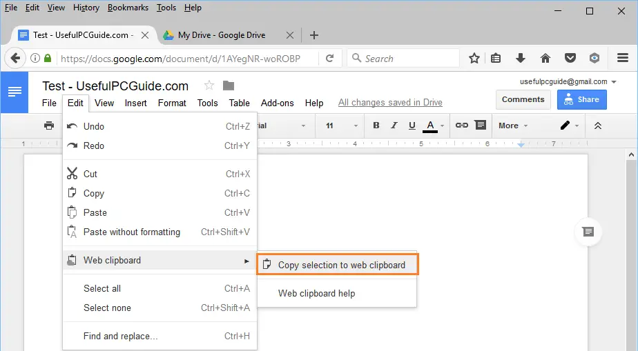 Web Clipboard in Google Docs