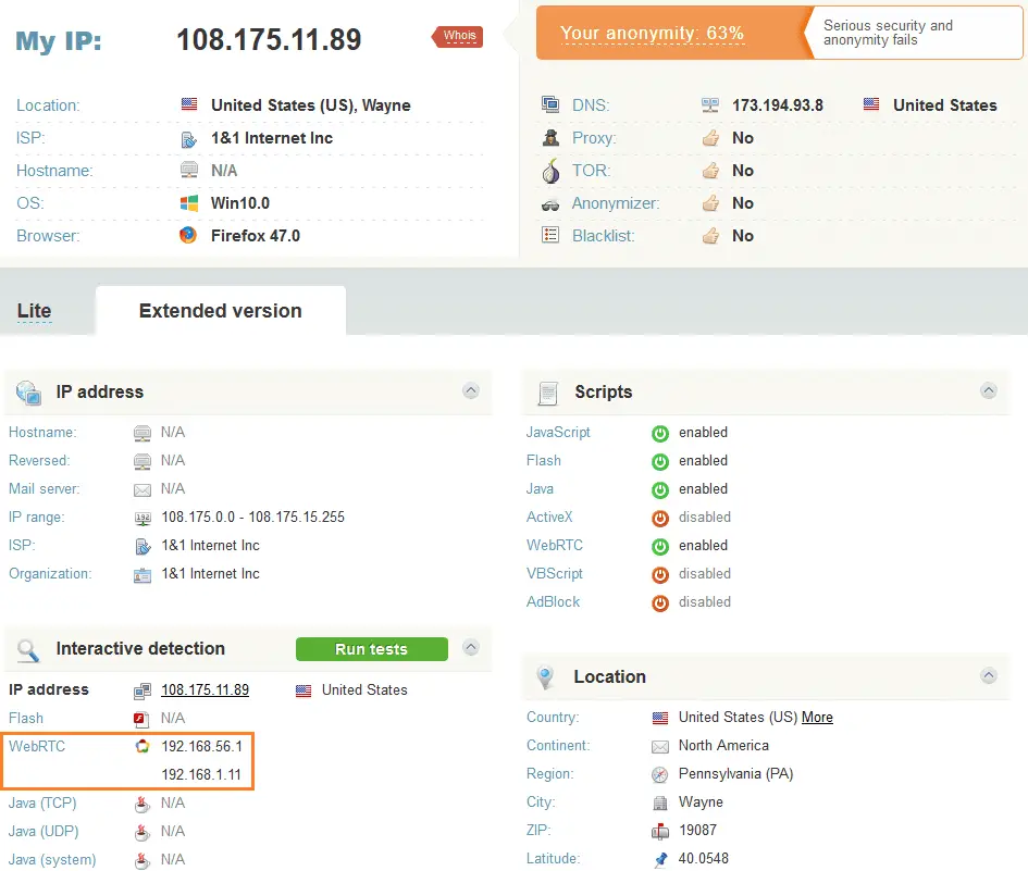 WebRTC Leak Out Information