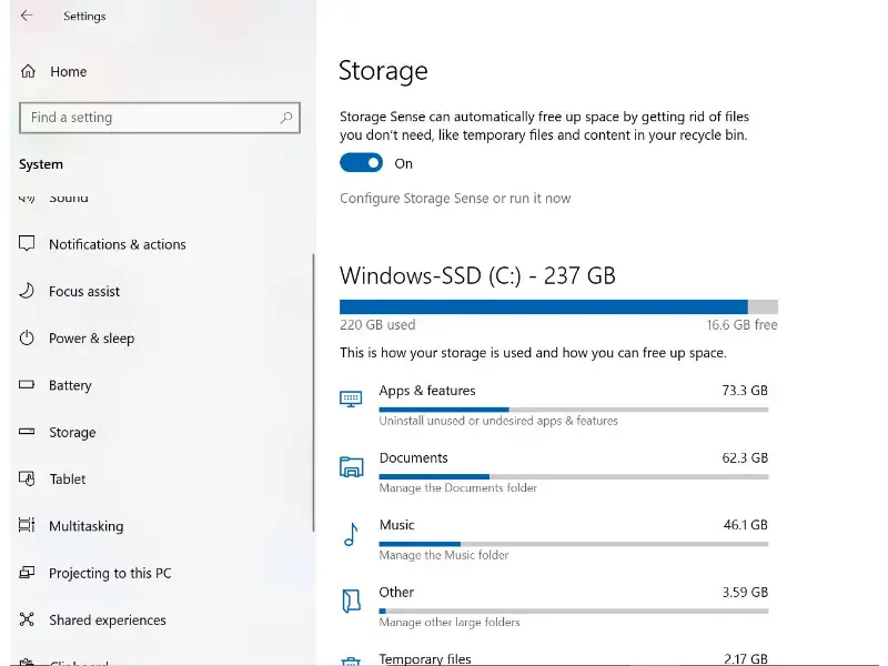 windows storage