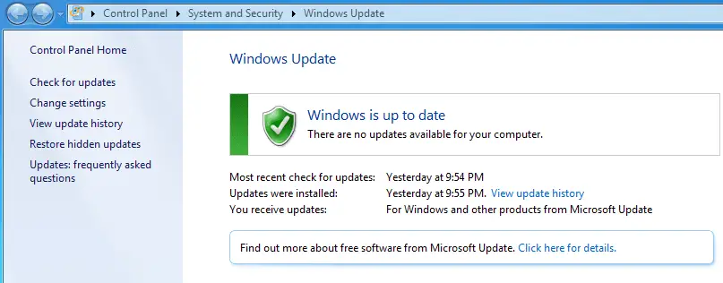 Windows Up To Date