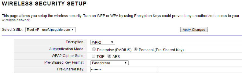 Wireless Security Settings