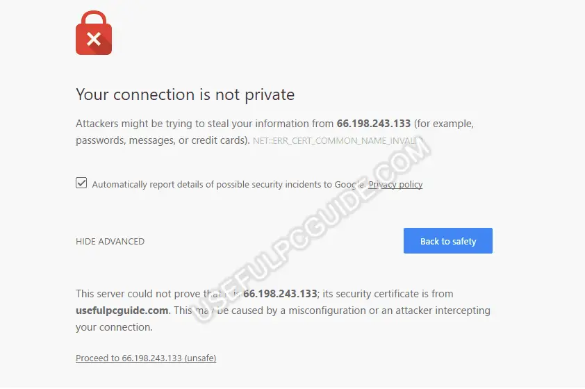 Google Chrome Privacy Error