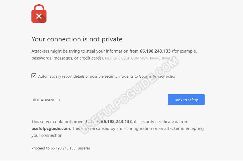 Yahoo Connection Not Private